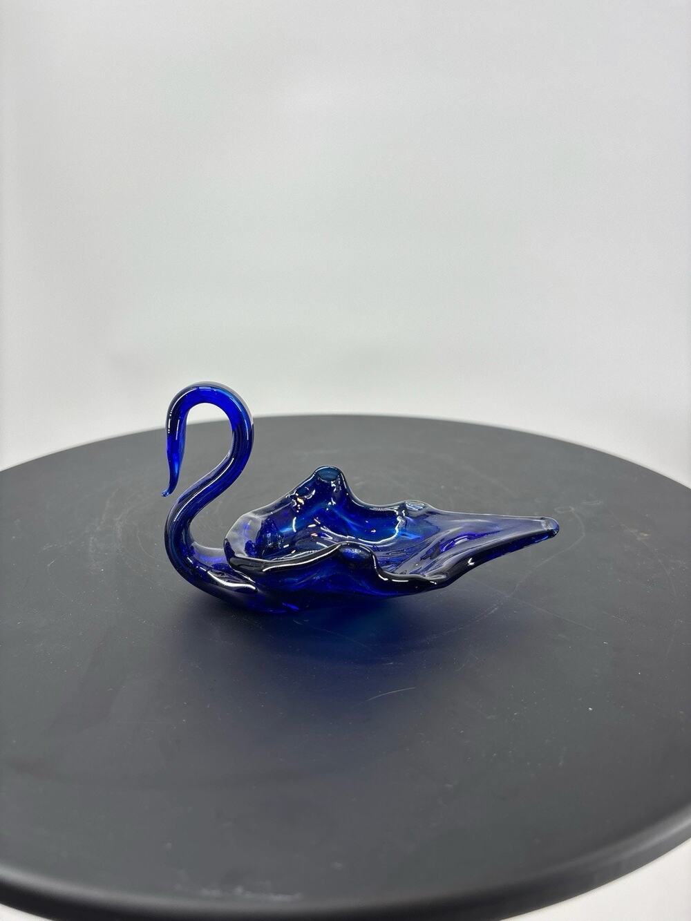 vintage Cobalt Blue Glass Swan Bird